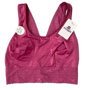 B.tempted By Wacoal Pinkish Purple Bralette Bra Size Medium Soft Lace New